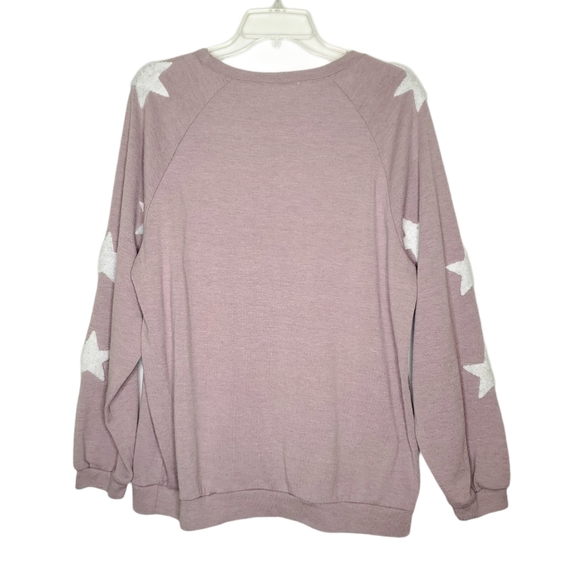 Easel Star Patch Pullover Sweatshirt Mauve Pink - Picture 7 of 7